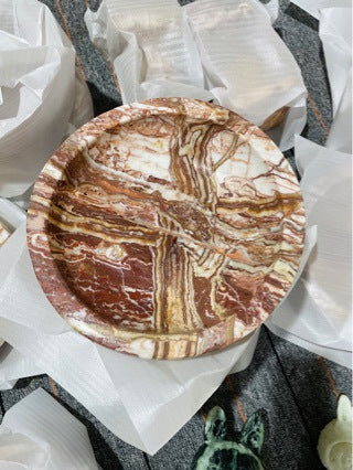 Natural Marble Round Tray Decorative Round Display Dish