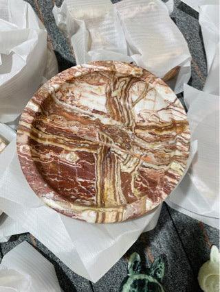 Natural Marble Round Tray Decorative Round Display Dish