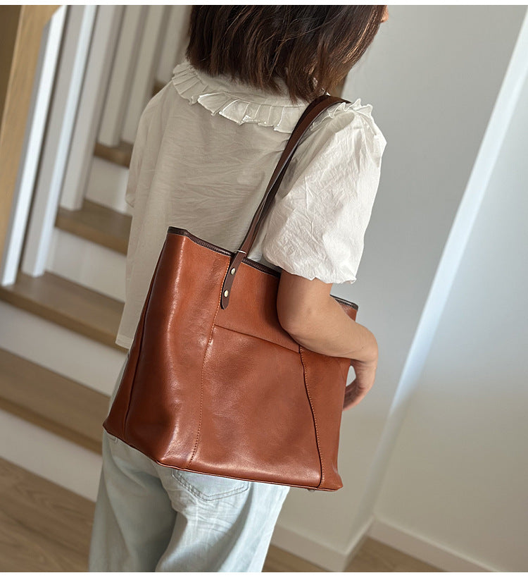 Full Grain Leather Tote Bag Office Shoulder
