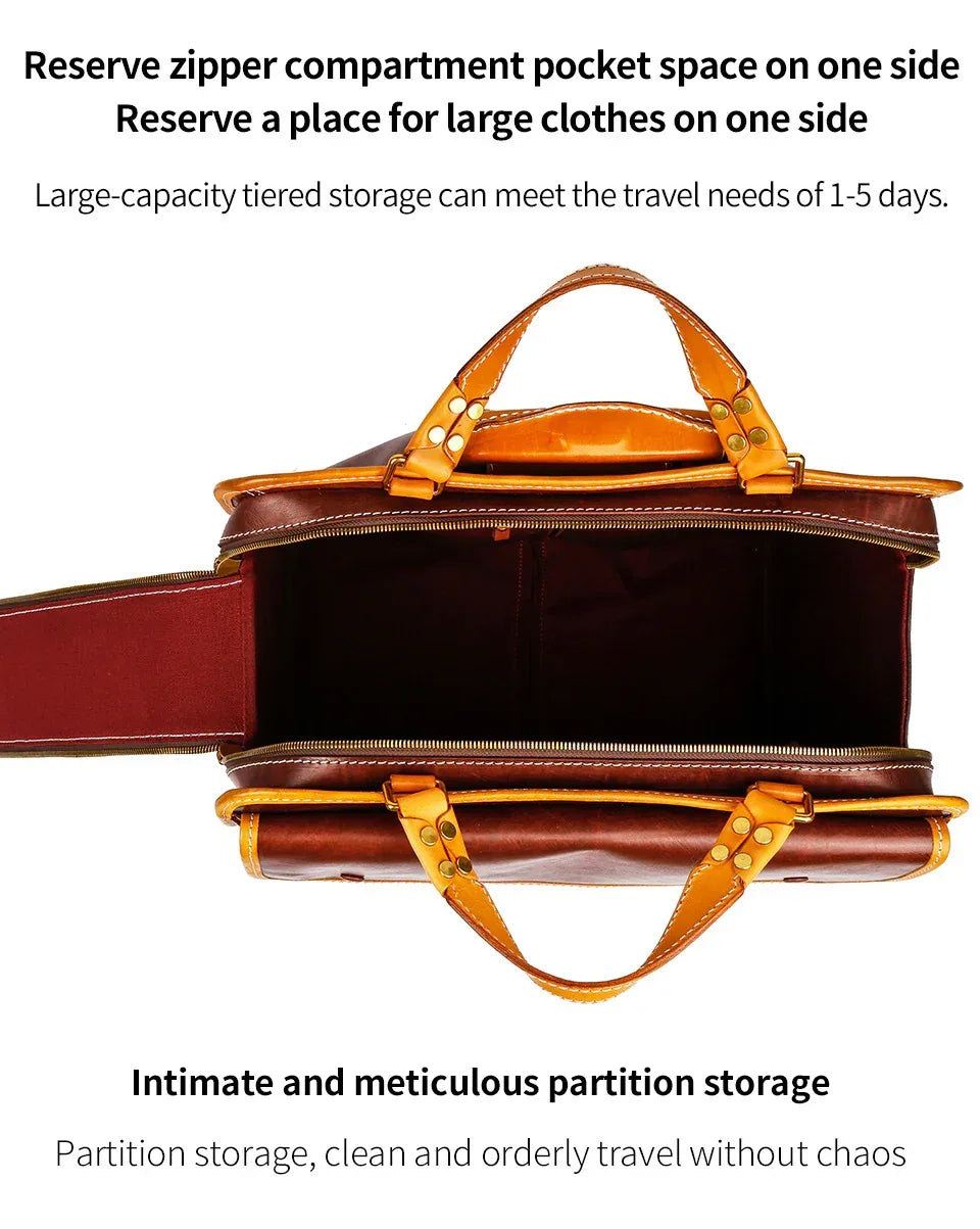 20 Inch Genuine Leather Trolley Case Cabin Luggage