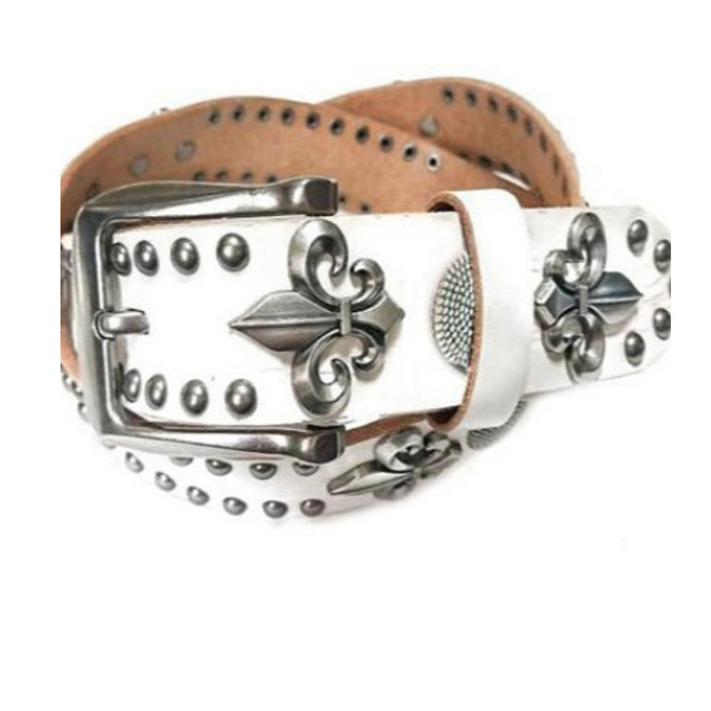 Studded Punk Leather Belt With Rivets