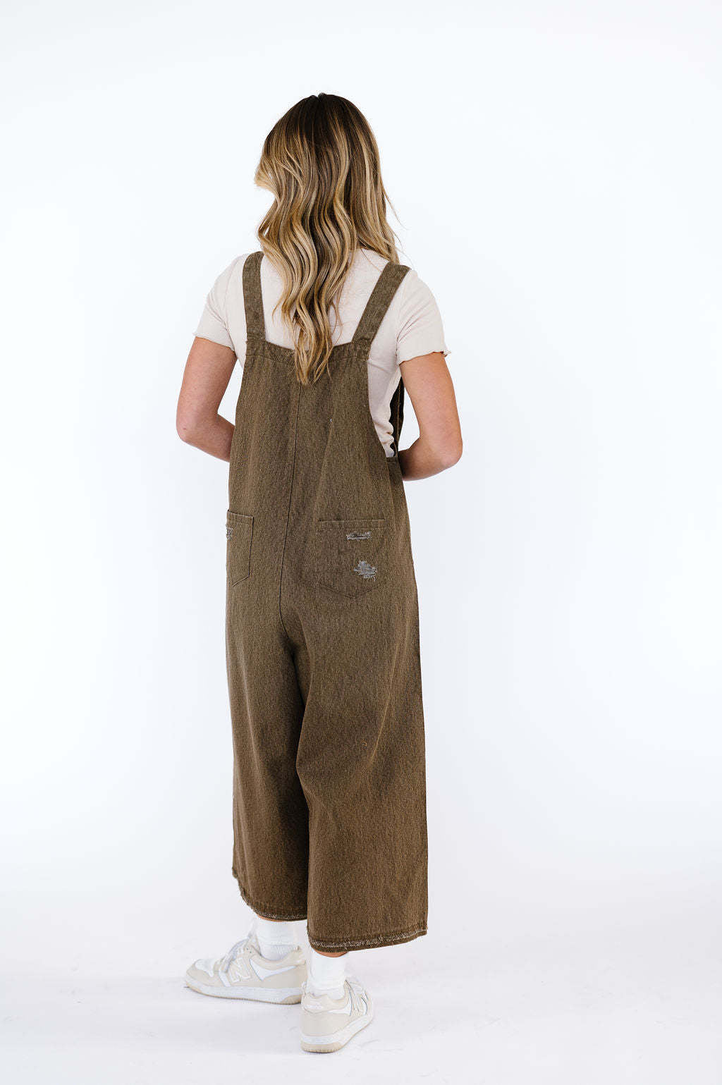 Distressed Denim Overall Dress Wide Leg Jumpsuit