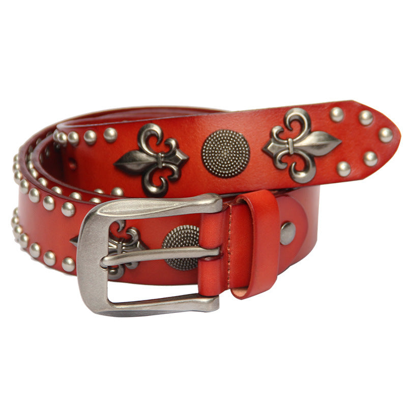 Studded Punk Leather Belt With Rivets