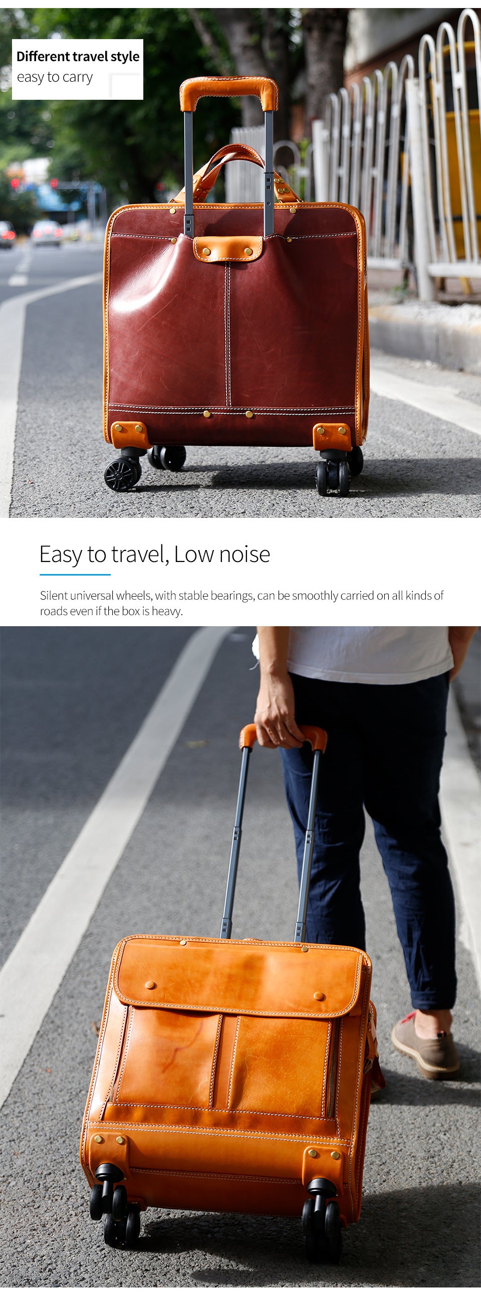 20 Inch Genuine Leather Trolley Case Cabin Luggage