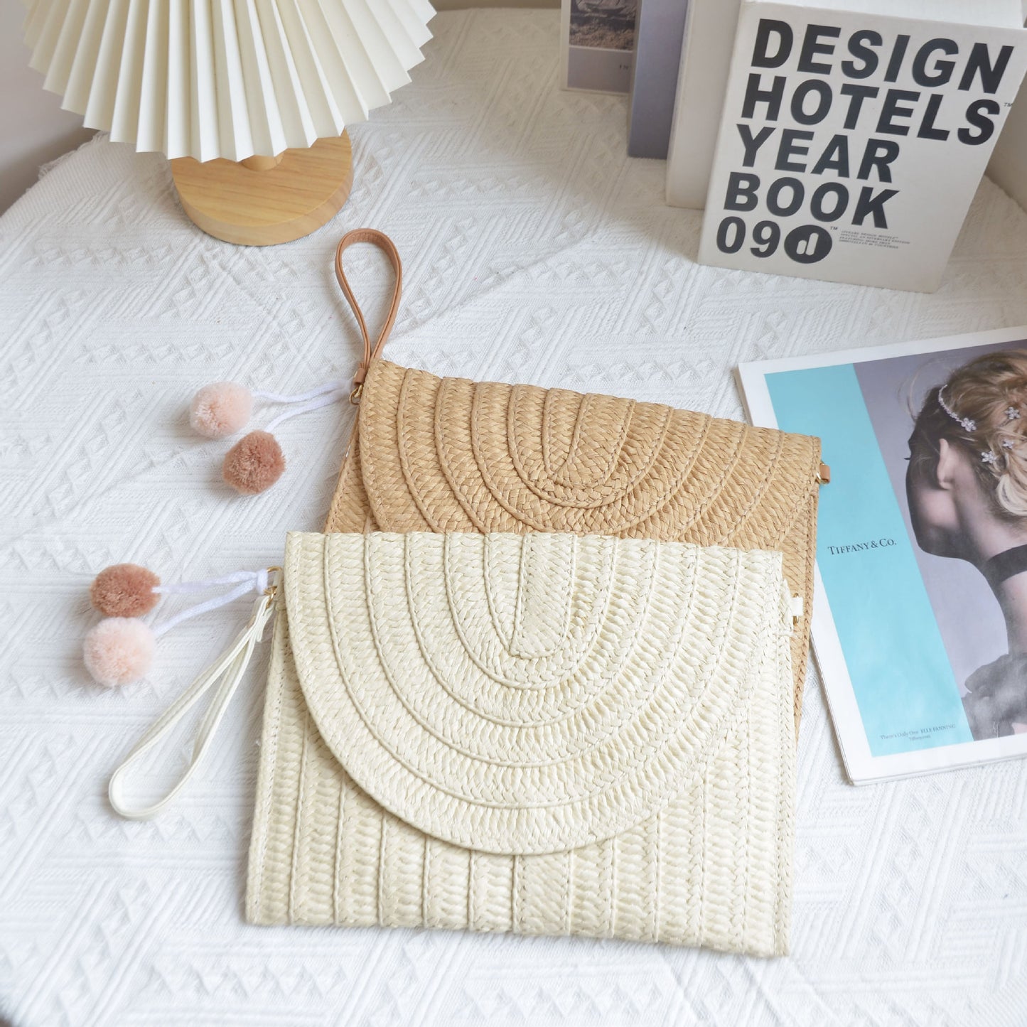 summer straw beach envelope purse