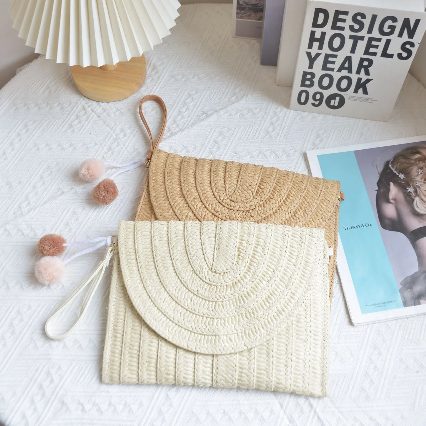 summer straw beach envelope purse