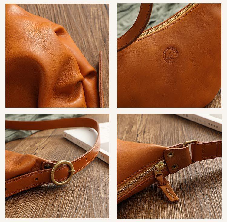 Women’s Genuine Leather Shoulder Croissant Purse