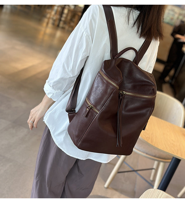Leather Backpack for Women Laptop Bag Commuter Shoulder