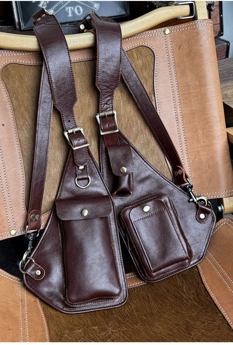 Men's Leather Shoulder Holster Bag Dual Chest Utility Design