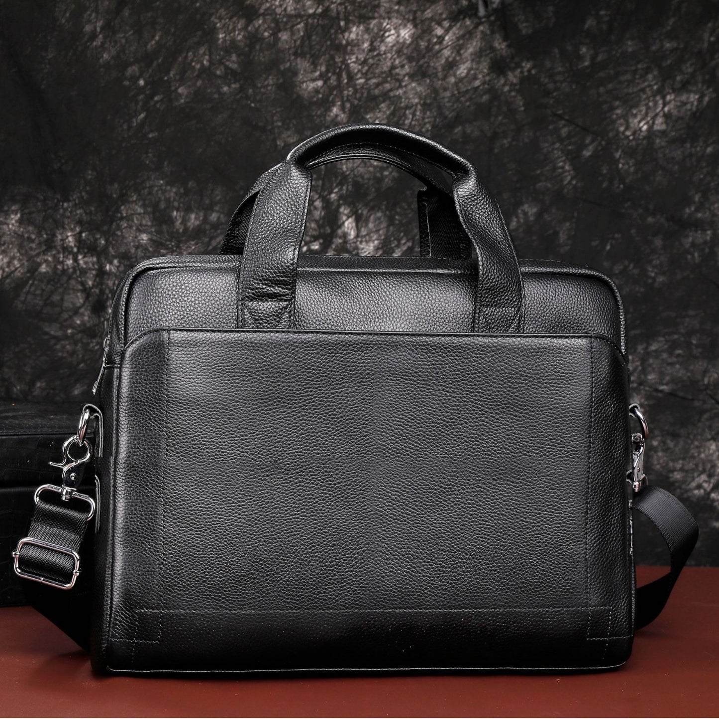 Men's Full Grain Leather Office Bag Briefcase for 13.5" Laptop