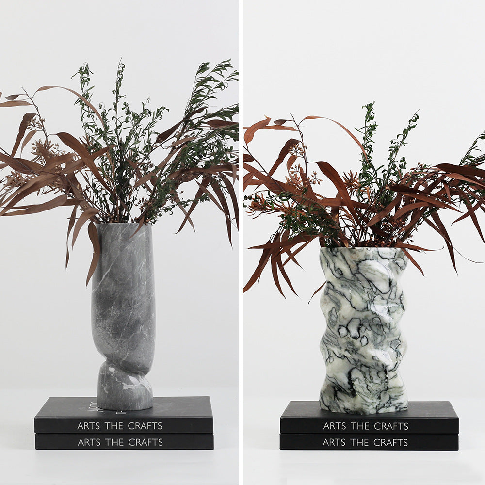 Large Marble Flower Vase Modern Decorative Marble Art Vase