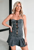 Strapless Lace Up Denim Mini Dress Corset Style