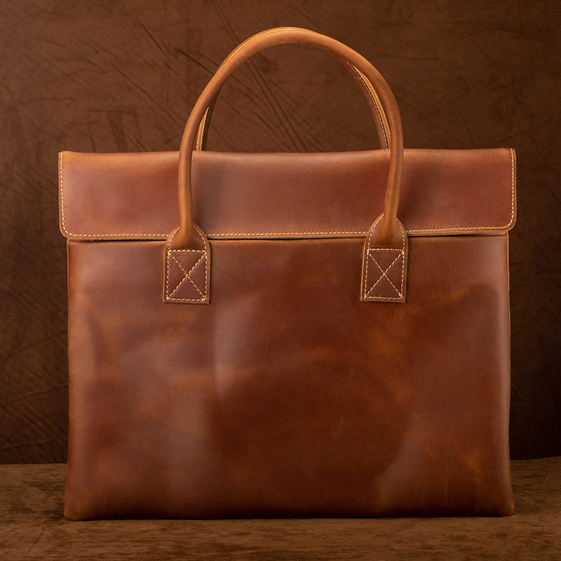Genuine Leather Slim Briefcase Bag for Men
