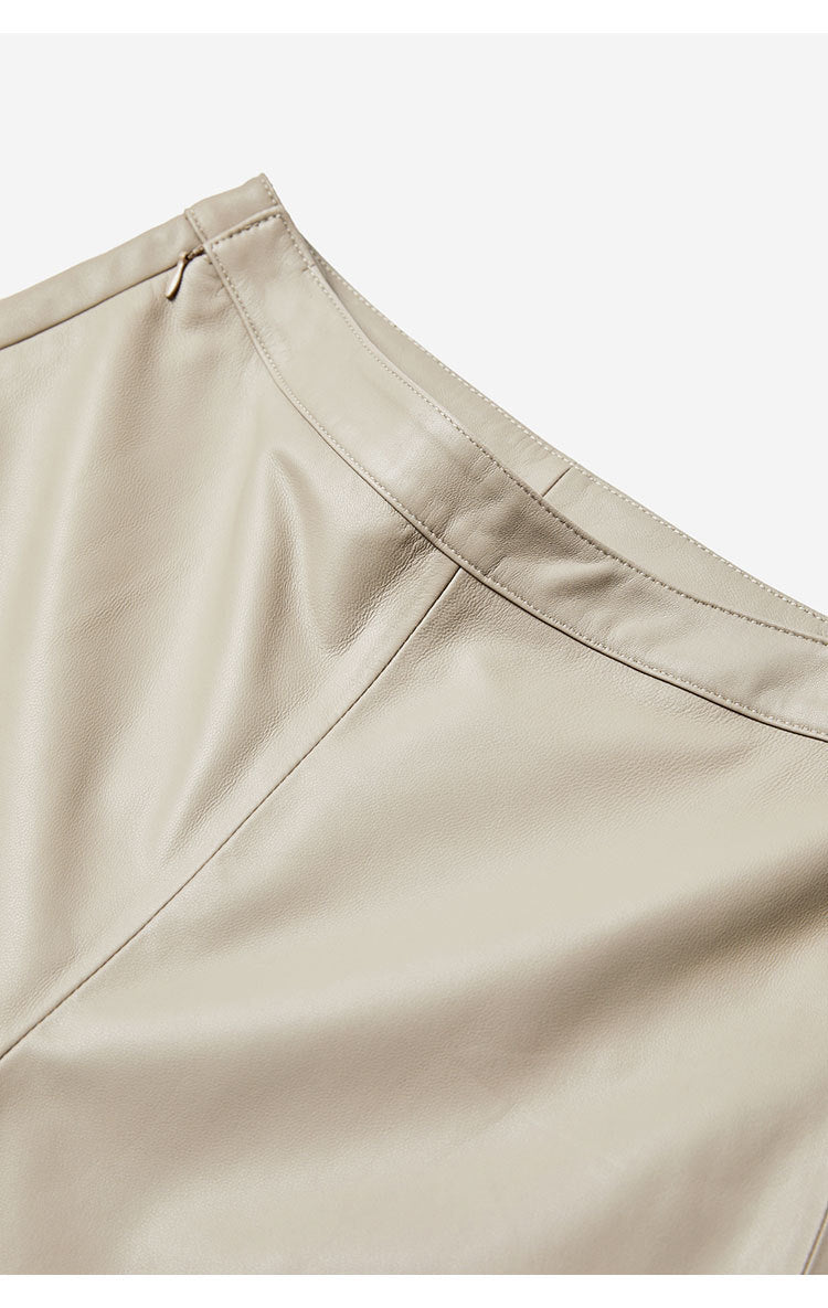 High Rise Leather Elephant Style Pants Straight Leg Midi Culotte