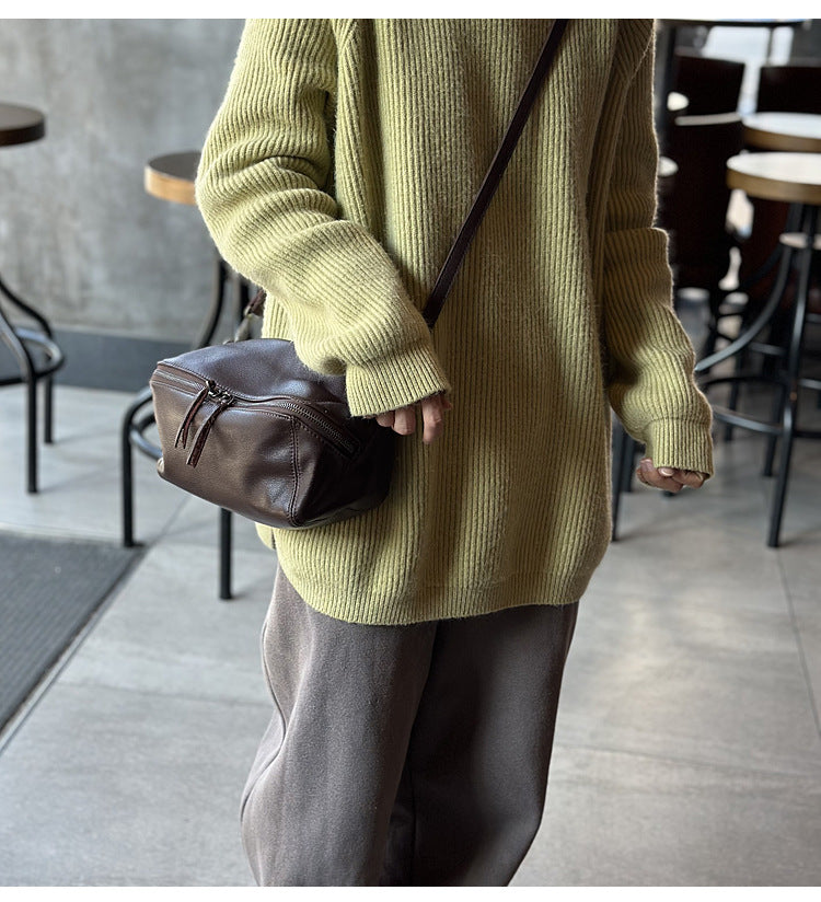 Genuine Leather Crossbody Toast Bag for Women