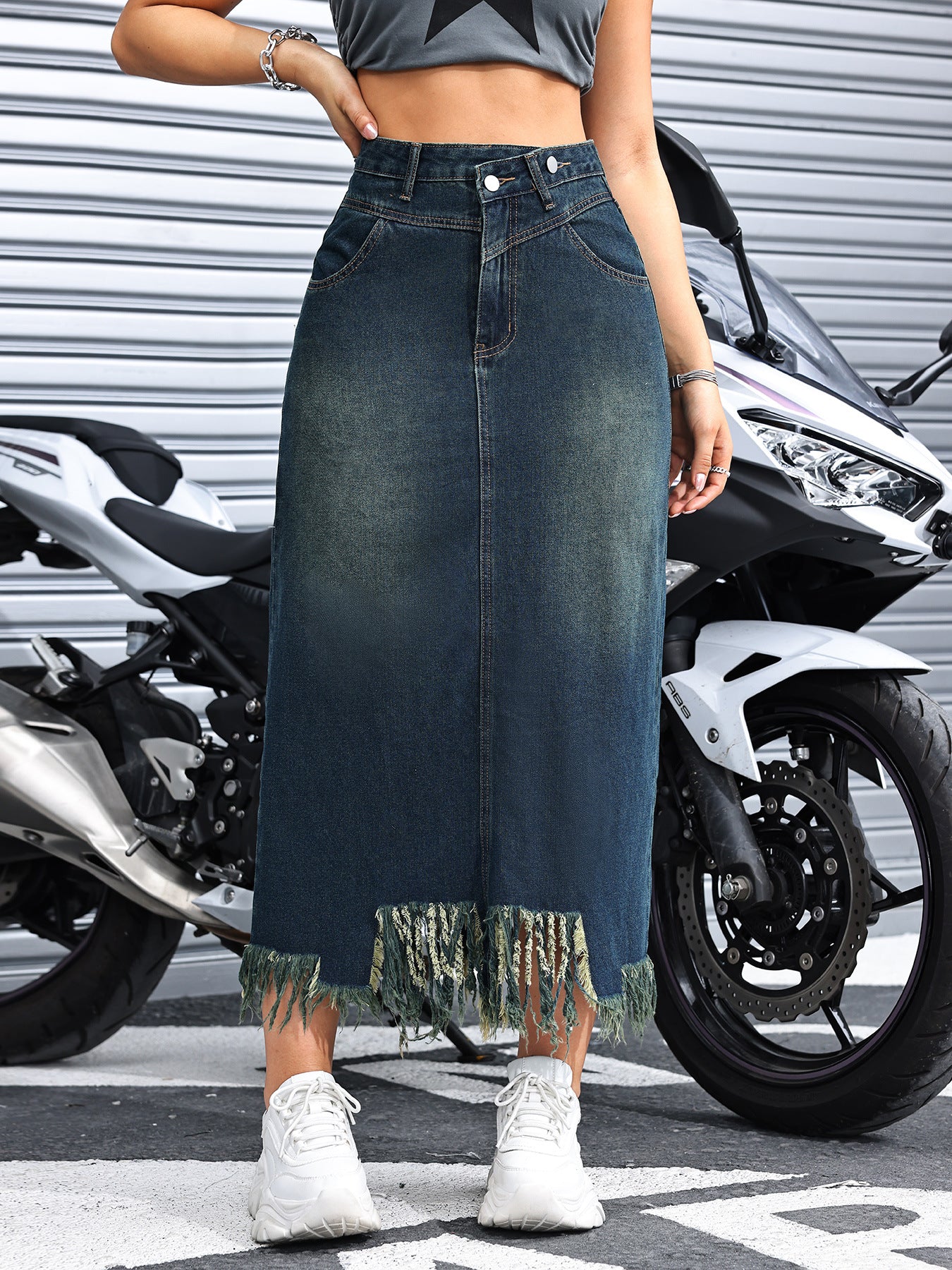 long denim maxi skirts for women