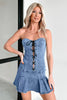 Strapless Lace Up Denim Mini Dress Corset Style