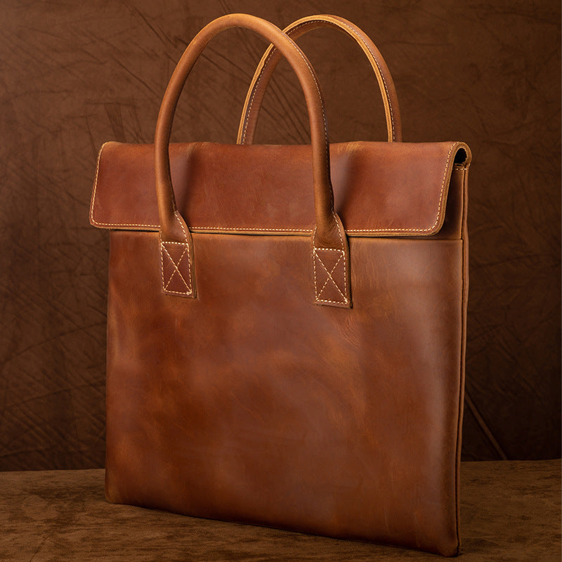 Genuine Leather Slim Briefcase Bag for Men