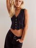 Front Four Button Women's Denim Vest