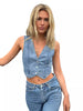 Women's Denim Vest Top With Front Buttons