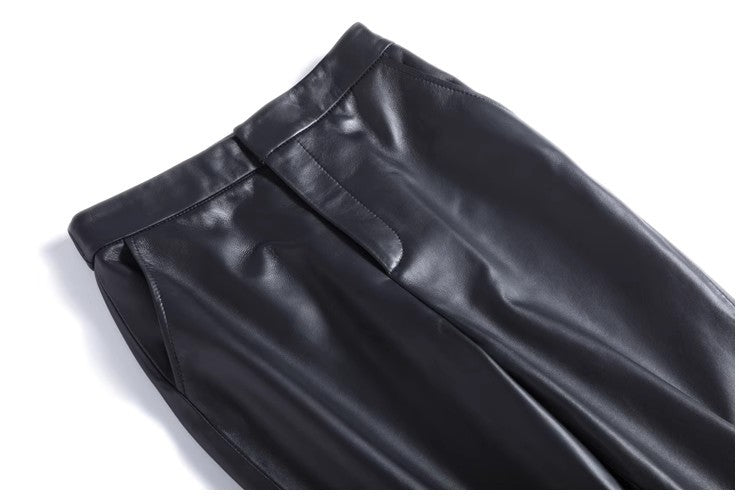 High Waisted Black Women Leather Pants Harem Style
