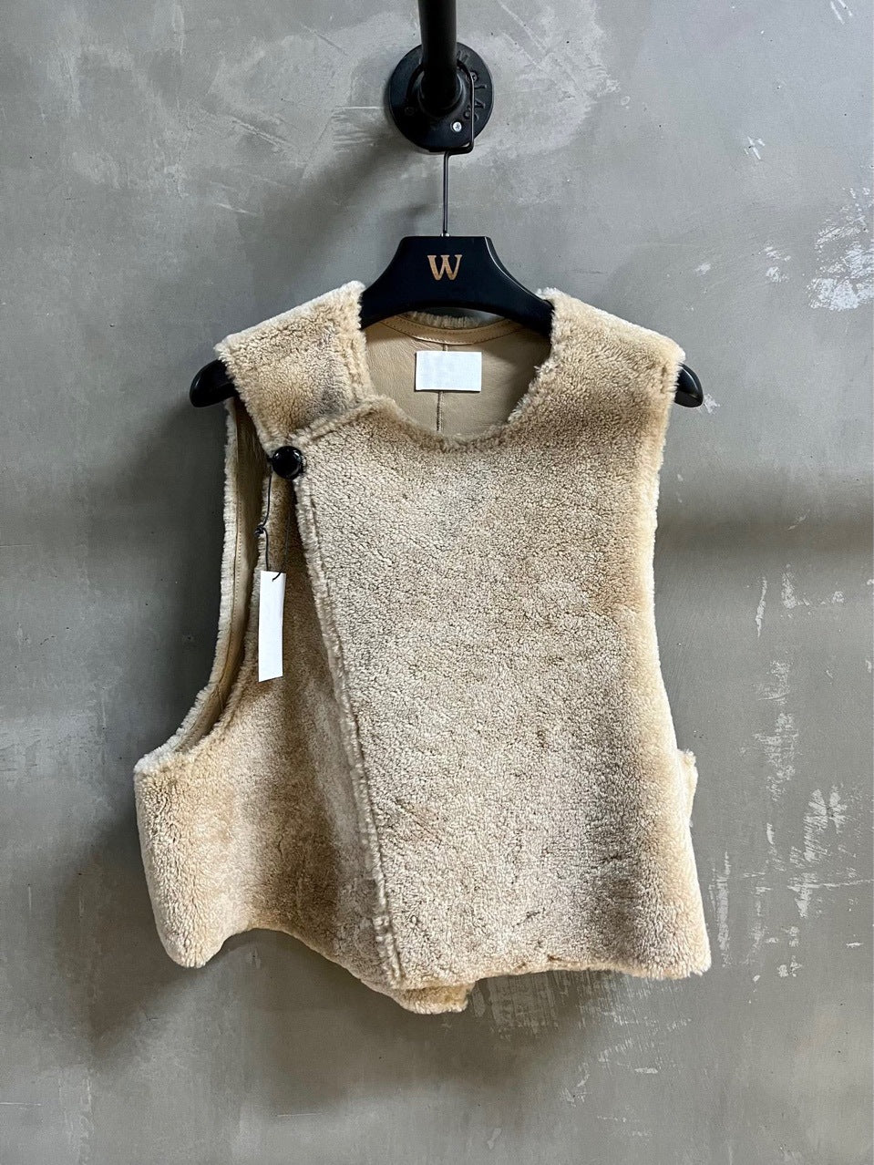 Women’s Merino Fur Vest Shearling Sleeveless Jacket Gray Winter Outerwear
