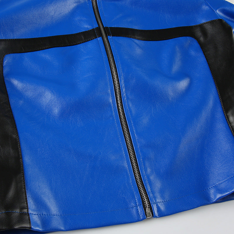 Women’s Cropped Faux Leather Biker Jacket