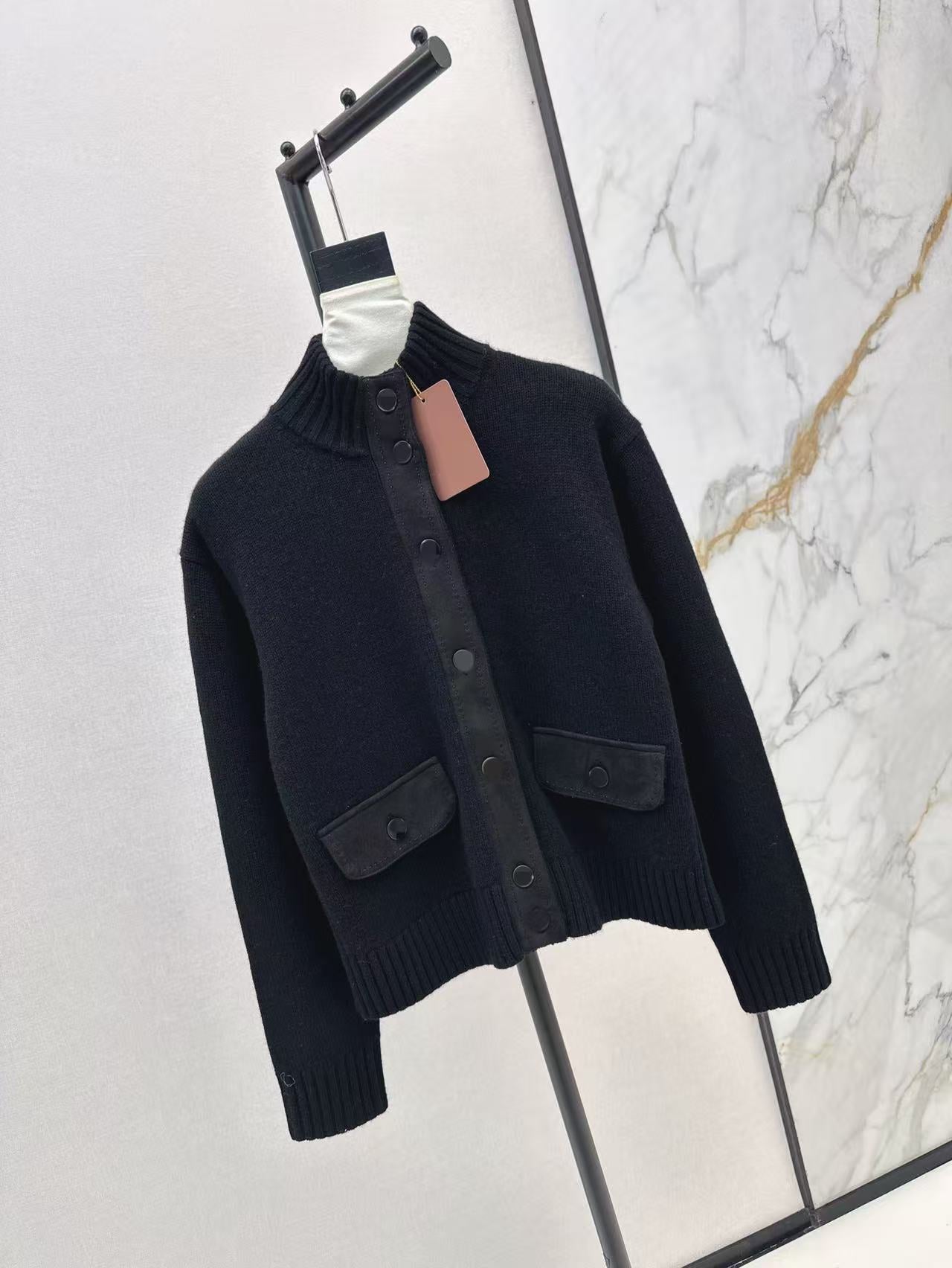 Women’s Cashmere Suede Patch Cardigan Jacket