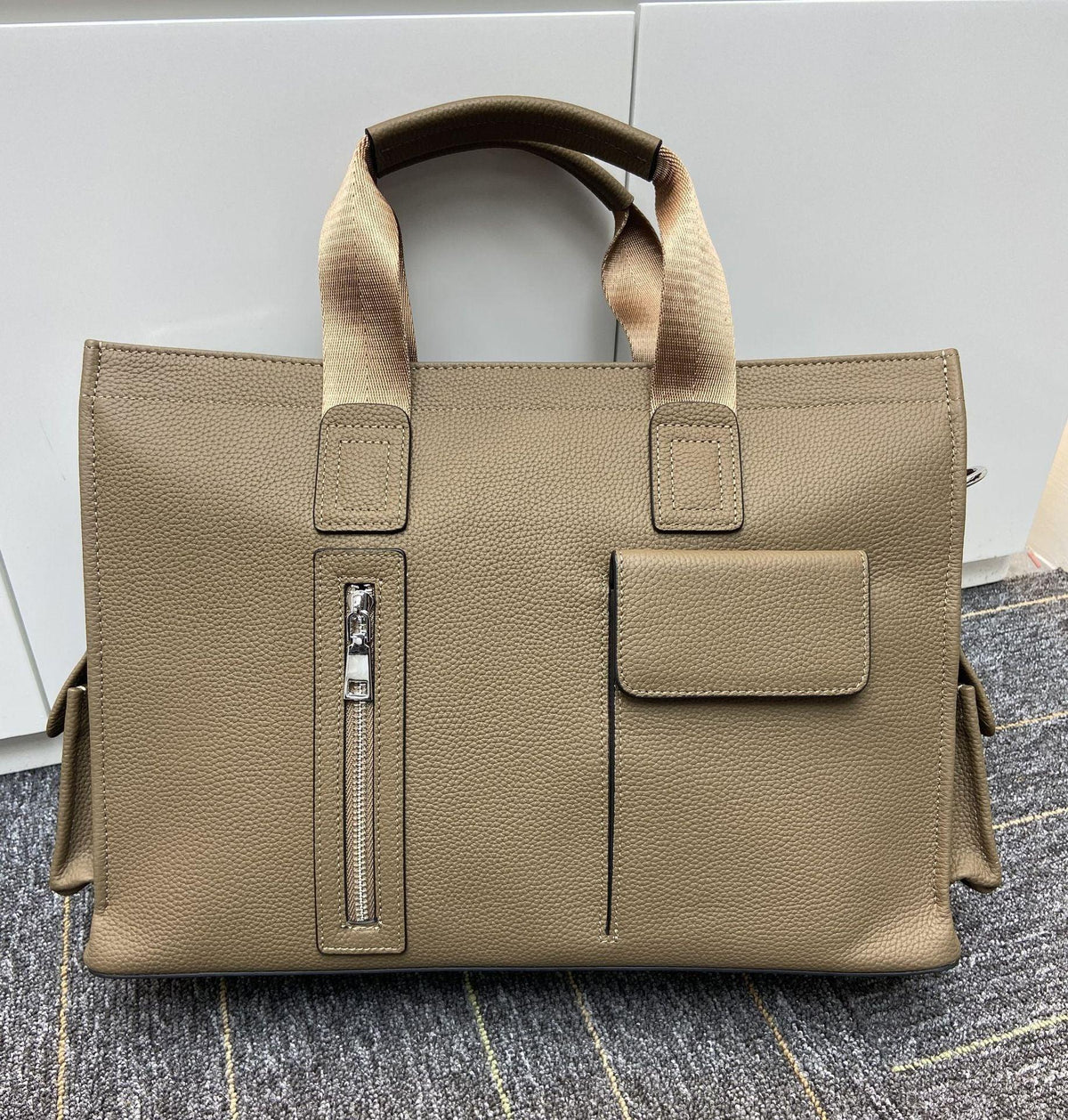 Men's handbags Office Genuine Leather khaki