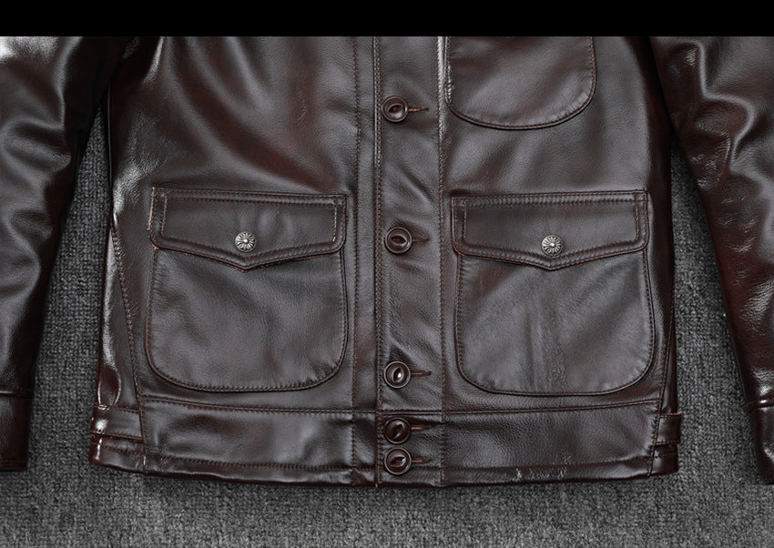 Men’s Genuine Leather Aviator Jacket Wax Finish Flight Style
