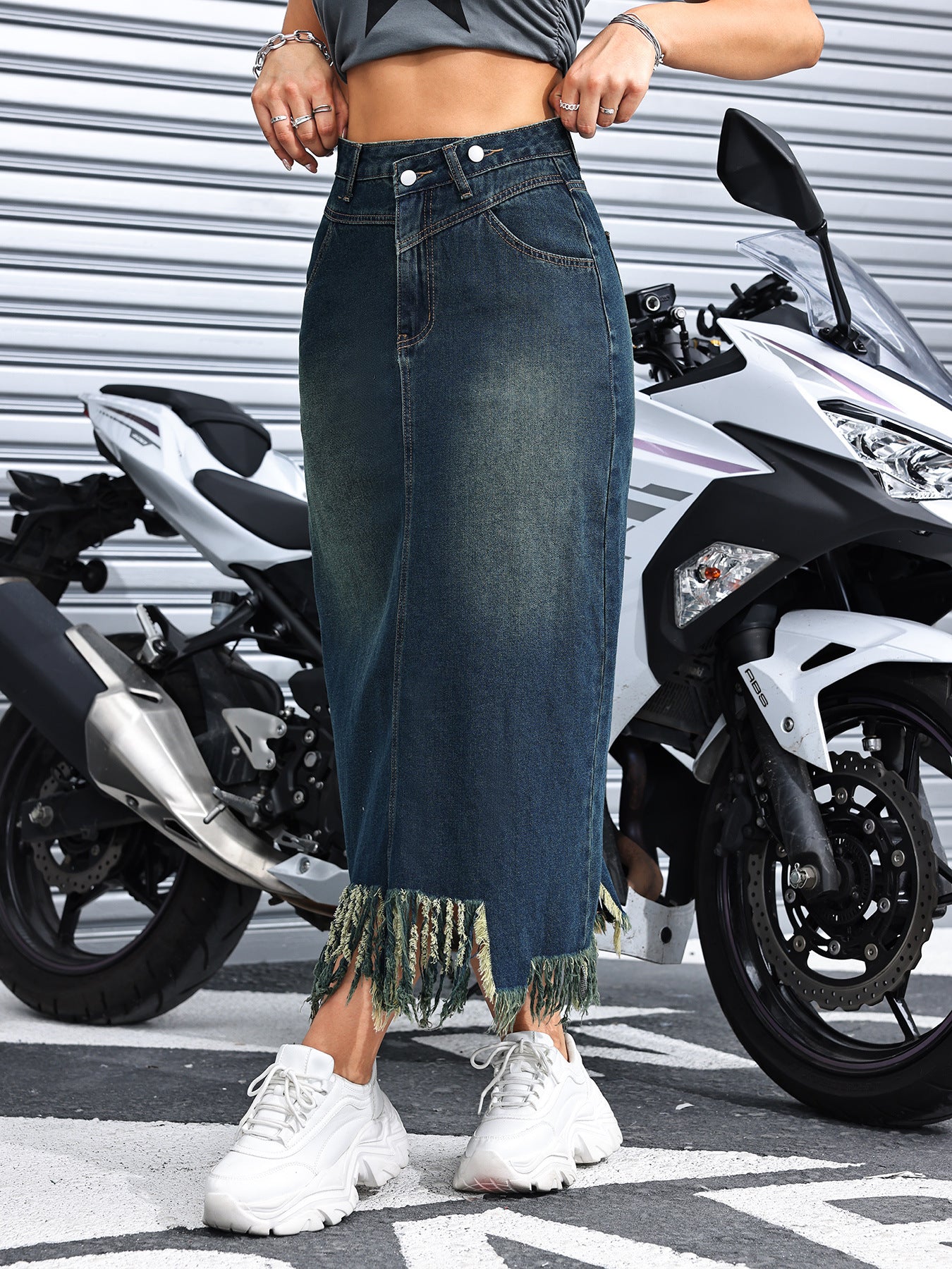 long denim maxi skirts for women