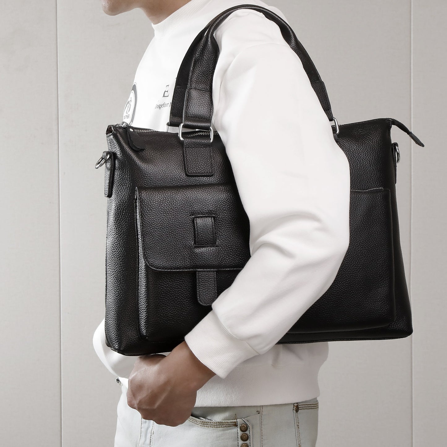 Genuine Leather Office Bag With Laptop Compartment