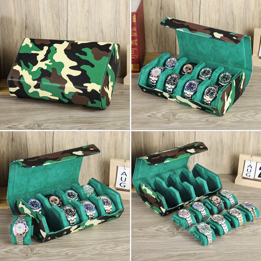 8 Slot Top Layer Cowhide Travel Watch Display Case