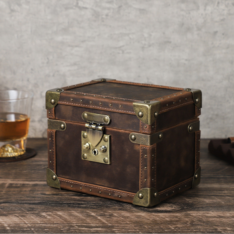 Brown Leather Watch Box for Men 2 Slot Display Case