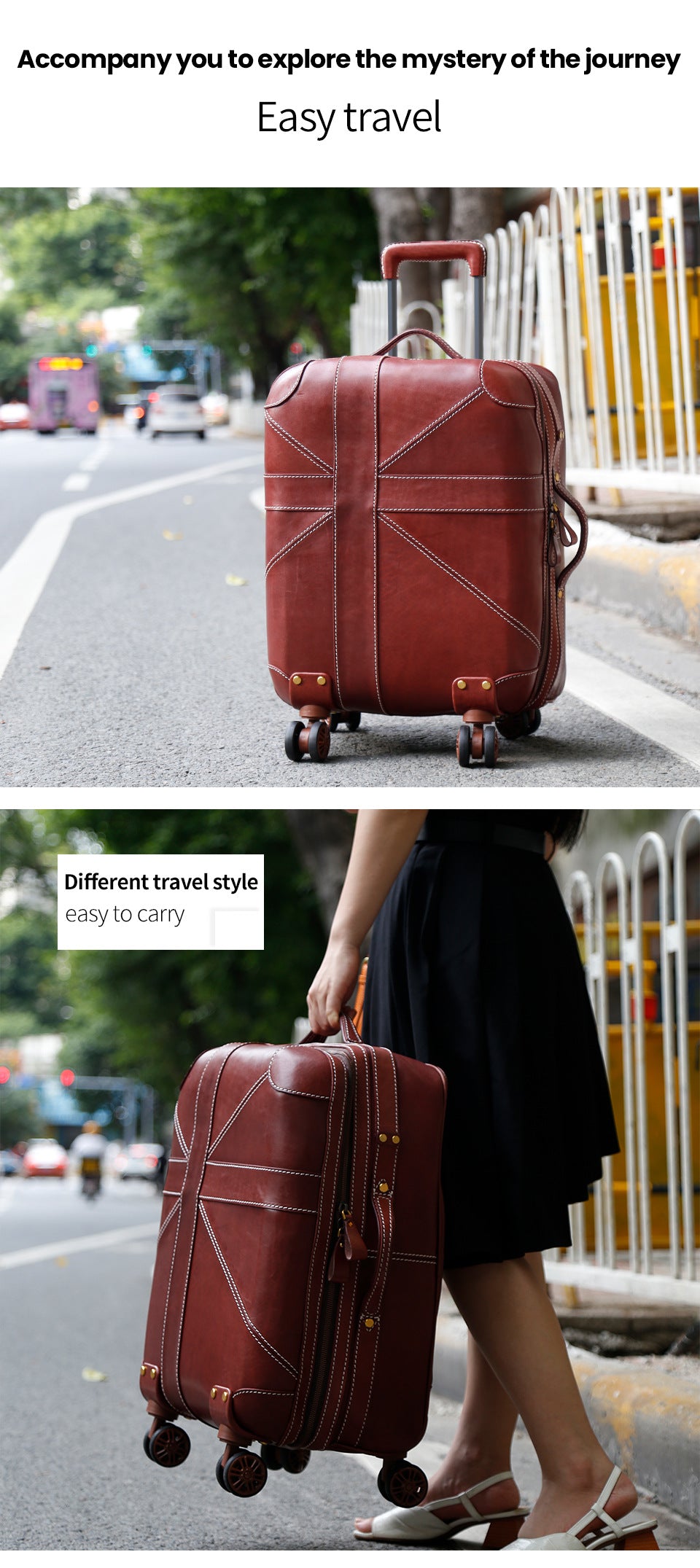 Genuine Leather 20 Inch Airline Cabin Trolley Bag Luggage