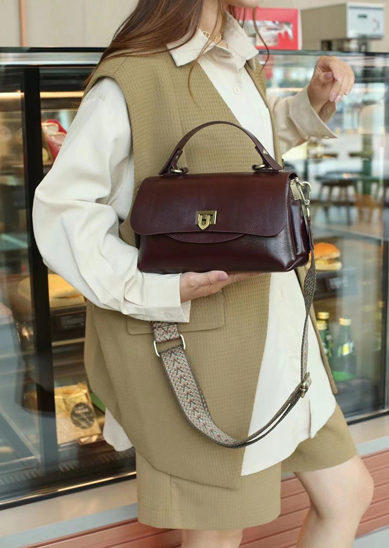 Genuine Leather Small Flap Shoulder Bag Crossbody