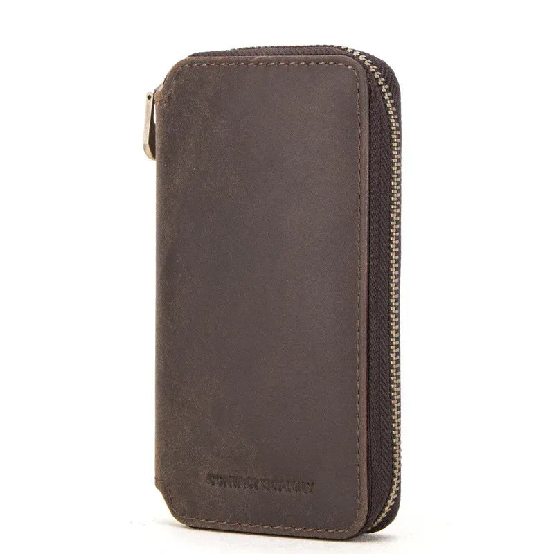 Luxury Travel Watch Storage Leather Pouch with Zipper