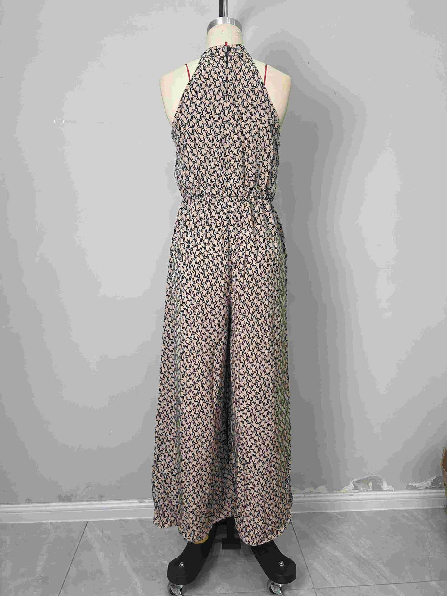 Women’s Halter Neck Wide Leg Jumpsuit Sleeveless High Collar