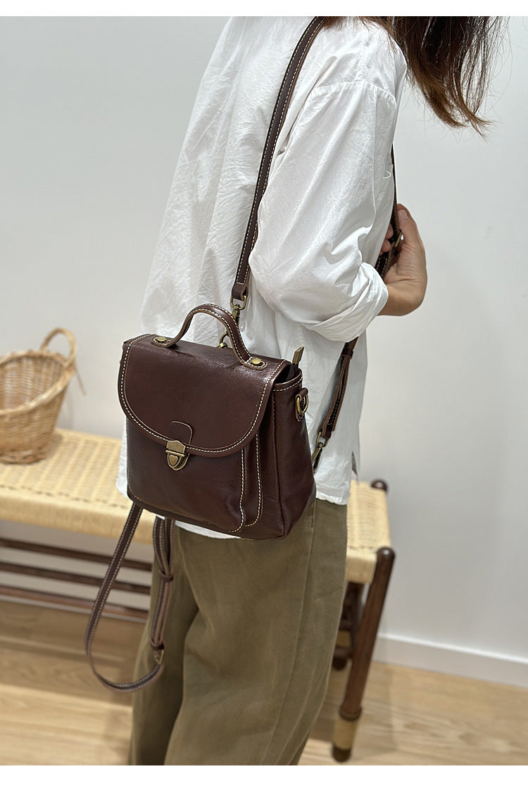 Small Genuine Leather Backpack for Women