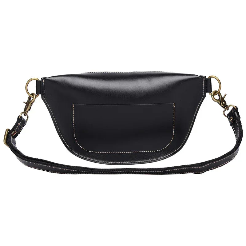 Hand Carved Leather Waist Bag Pack for Men