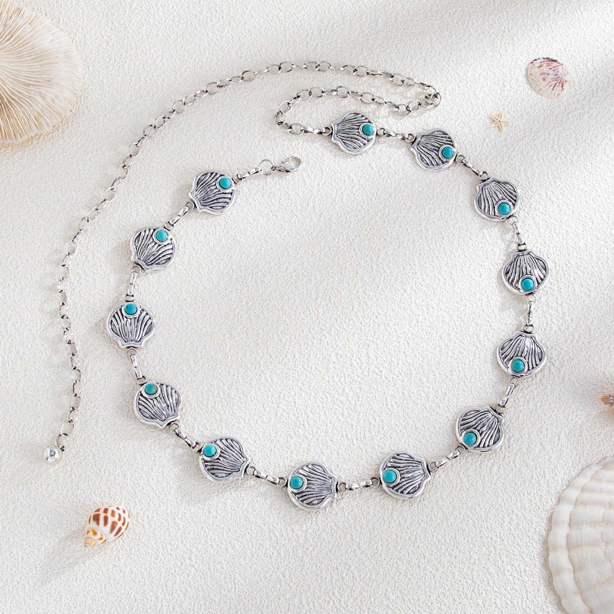 Shell Waist Chain with Faux Turquoise for Women