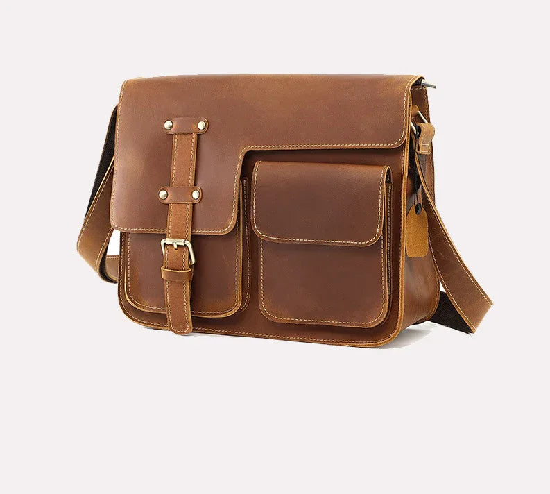 Real Leather Laptop Messenger Bag