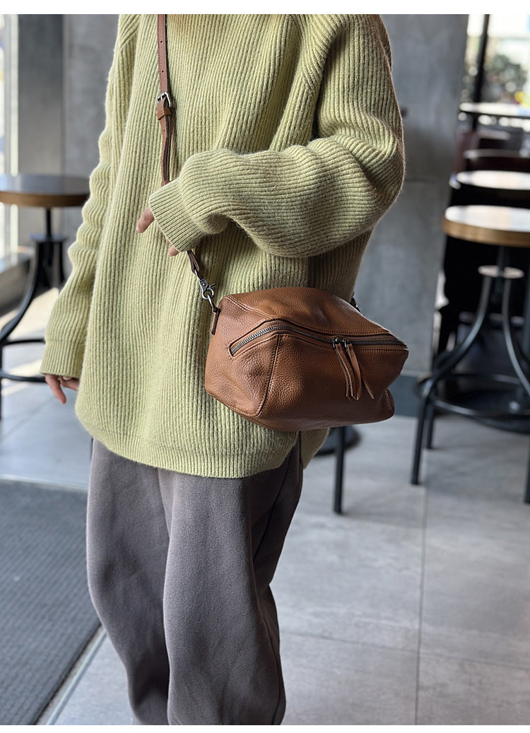 Genuine Leather Crossbody Toast Bag for Women