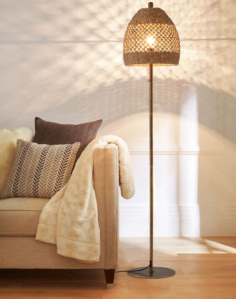 Handwoven Bamboo Floor Lamp Rattan Shade