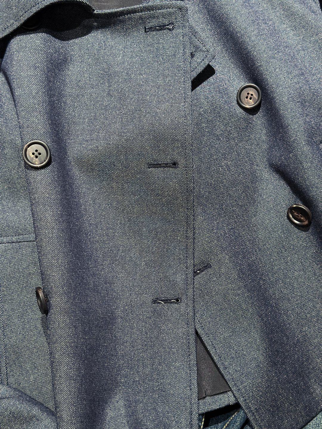 Women Double Breasted Short Wool Coat Mulberry Silk Lined