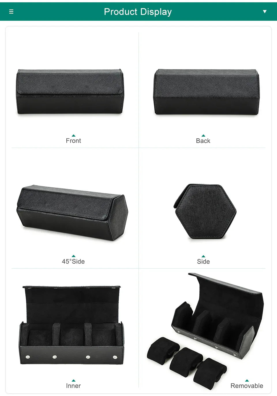 Luxury Watch Box for Men Handmade Leather 3-Slot Case