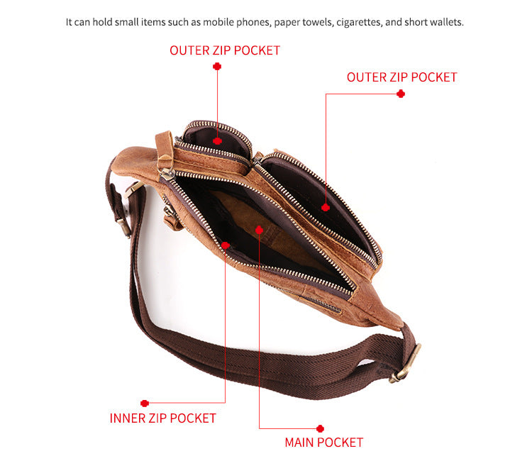 Genuine Leather Men's Chest Crossbody Bag