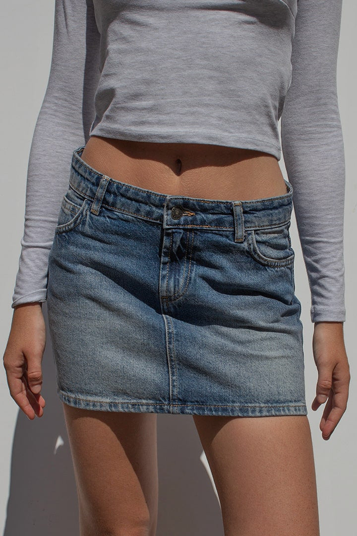 Slim Fit Mini Denim Skort