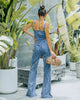 Acid Wash Flared Denim Jumpsuit for Women