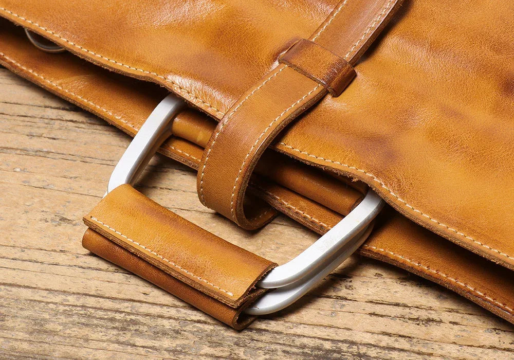 Men's Genuine Brown Leather Office Bag Briefcase